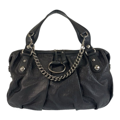 Gucci Horsebit Guccissima Black Silver Hardware Leather 228594 Handbag Shoulder