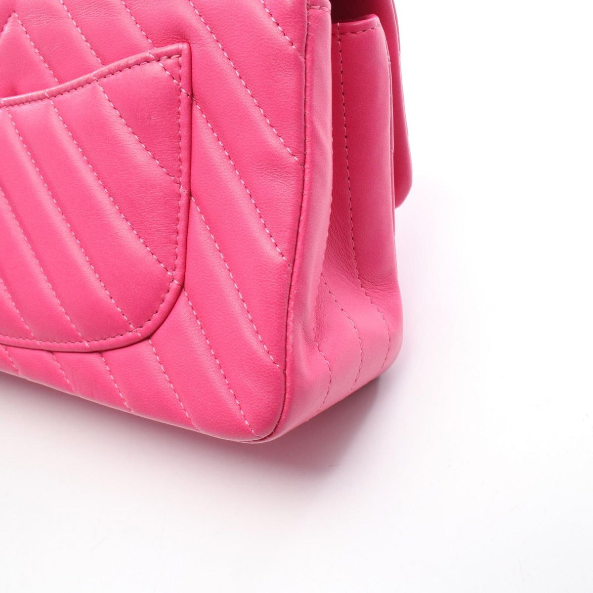 Chanel Shoulder Bag Chevron Stitch Mini 20 Fu Chien Pink Leather Chain — view 11