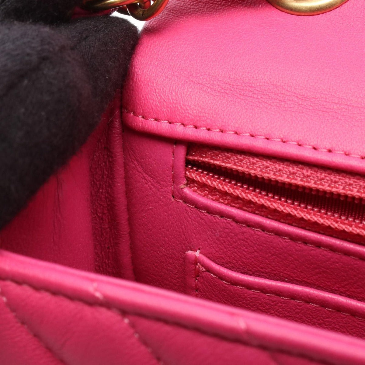 Chanel Shoulder Bag Chevron Stitch Mini 20 Fu Chien Pink Leather Chain — view 7