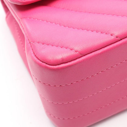 Chanel Shoulder Bag Chevron Stitch Mini 20 Fu Chien Pink Leather Chain — view 8