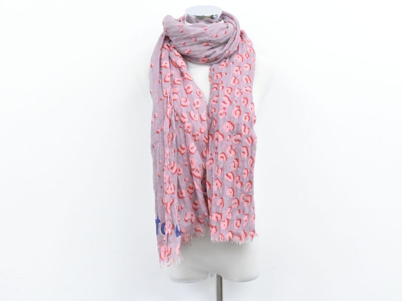 Authentic Louis Vuitton LV Leopard Large Shawl Cashmere Silk Grayish Pink