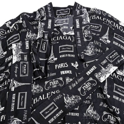 Balenciaga Blouse All Over Pattern 34 Sizes Black White Silk Long