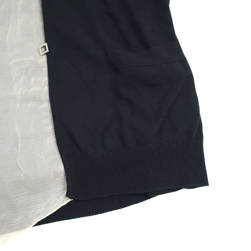 Hermes Silk Shawl Docking Cardigan Black LA