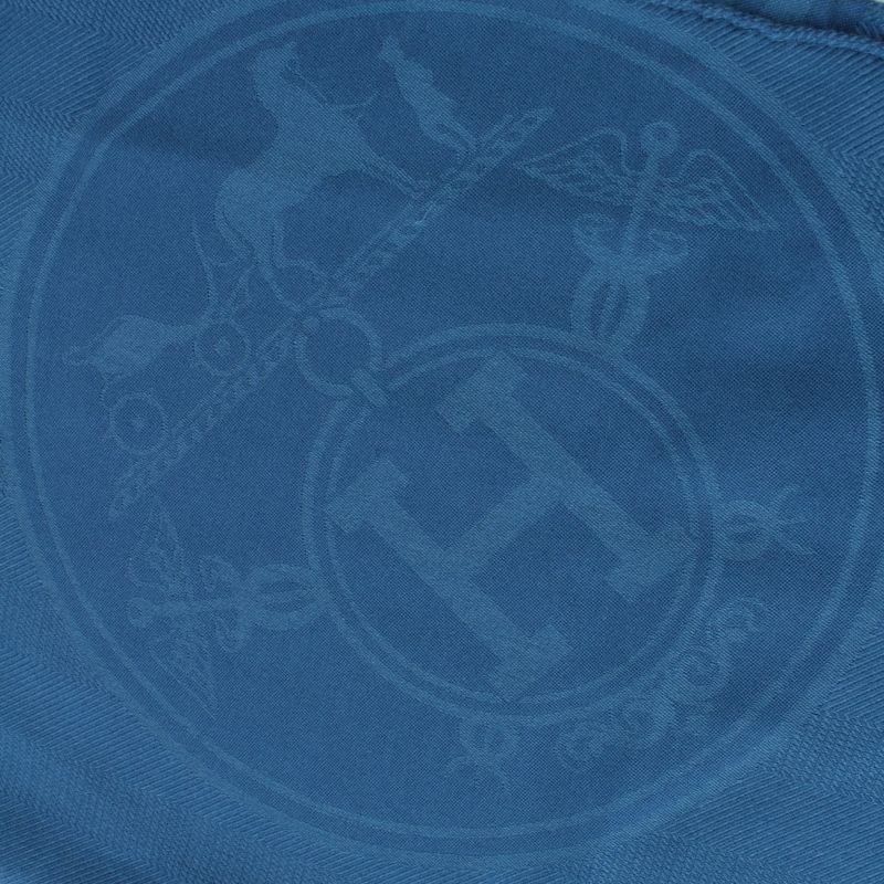 Hermes New Livris Cashmere Silk H Logo Stole Blue