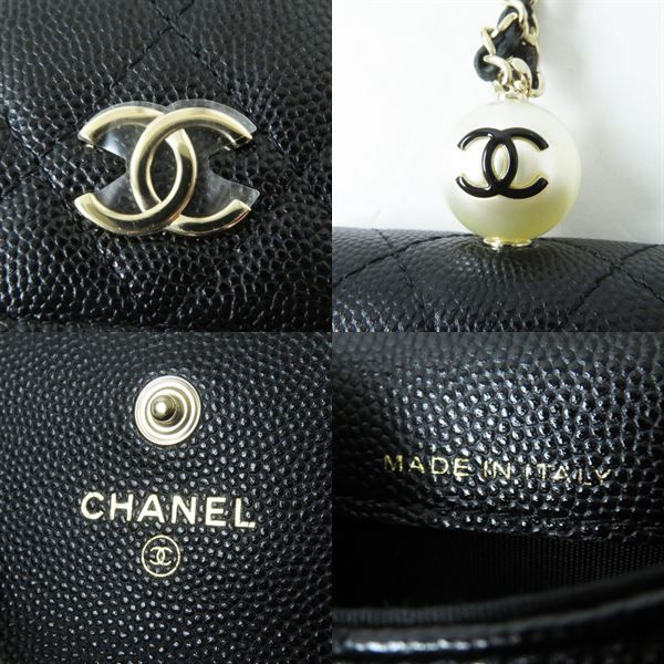 Unused CHANEL Ap2119 Caviar Skin Matelasse Coco Mark Flap Coin