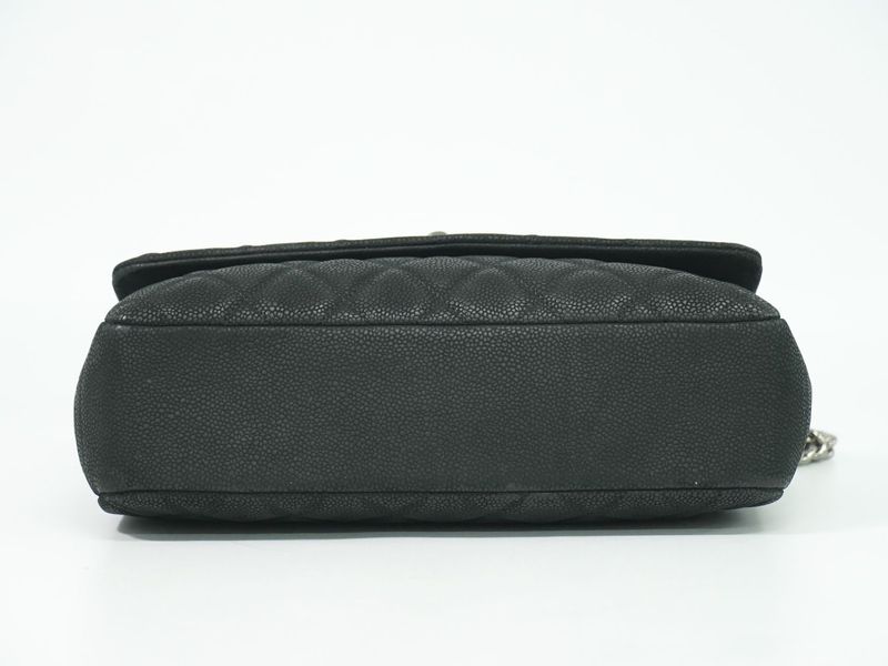 Authentic Chanel Matelasse Coco Mark Chain Shoulder Bag Pochette Soft Caviar