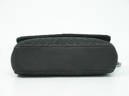 Authentic Chanel Matelasse Coco Mark Chain Shoulder Bag Pochette Soft Caviar