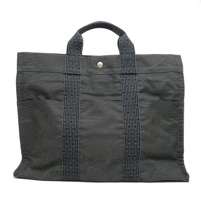 Hermes Yale Line Tote MM Gray Canvas A4 Compartment