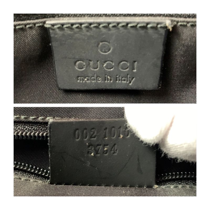 Gucci Bamboo Black Silver Hardware Leather 002 1010 Tote Bag Handbag Women