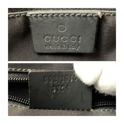 Gucci Bamboo Black Silver Hardware Leather 002 1010 Tote Bag Handbag Women