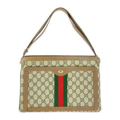Gucci Vintage Old Gucci Sherry Line Brown GG Supreme Canvas Handbag Shoulder