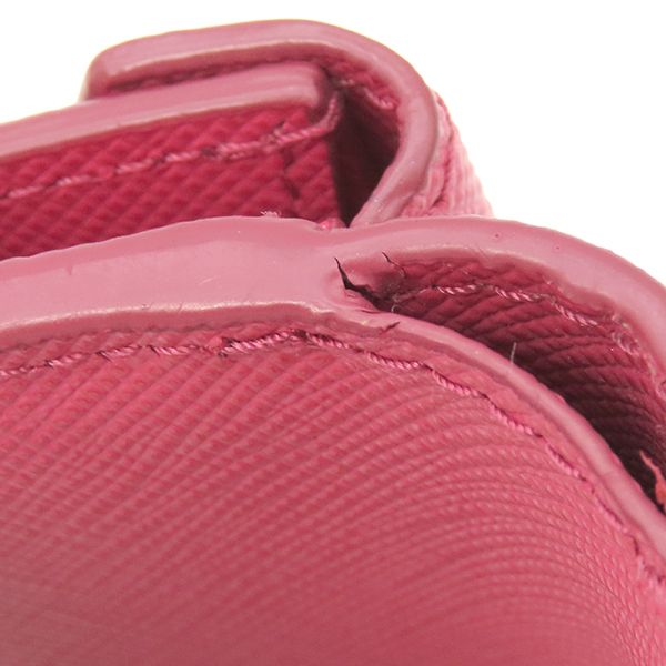 Prada Trifold Wallet Metal Logo Leather Pink Gold Hardware Compact Wallet