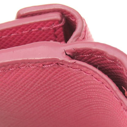 Prada Trifold Wallet Metal Logo Leather Pink Gold Hardware Compact Wallet