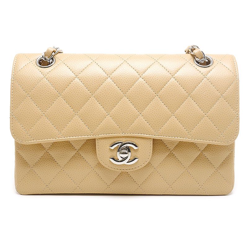 Chanel Classic Small Handbag Matelasse 23 Beige And Silver Hardware