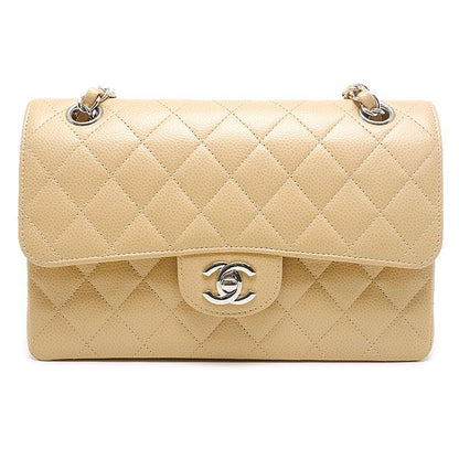 Chanel Classic Small Handbag Matelasse 23 Beige And Silver Hardware