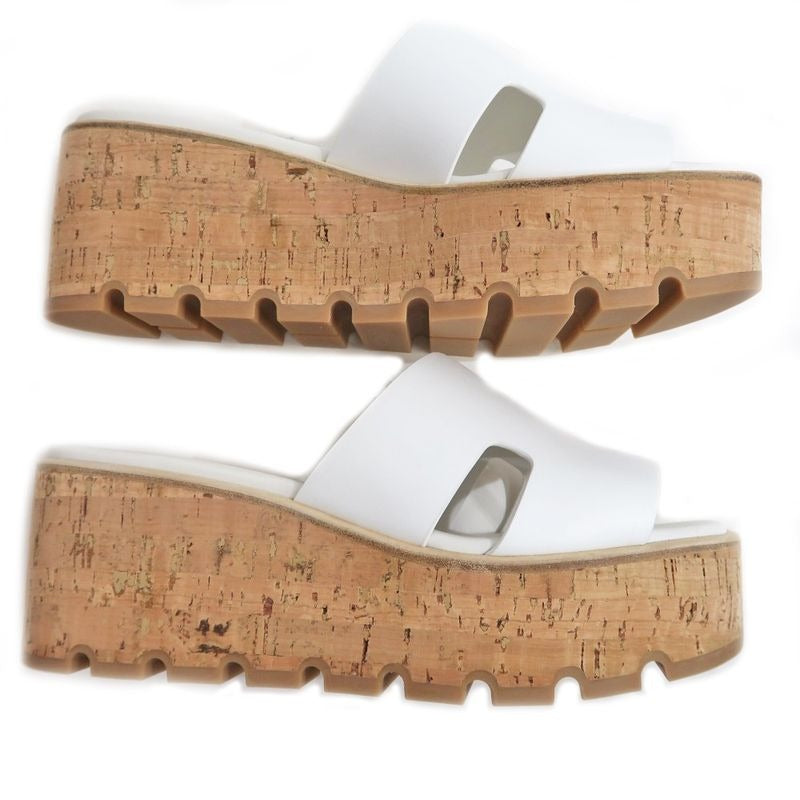 Hermes Eze Sandals Size 39 Leather Cork White Thick Sole Apparel — view 5