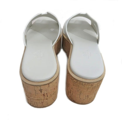 Hermes Eze Sandals Size 39 Leather Cork White Thick Sole Apparel — view 6
