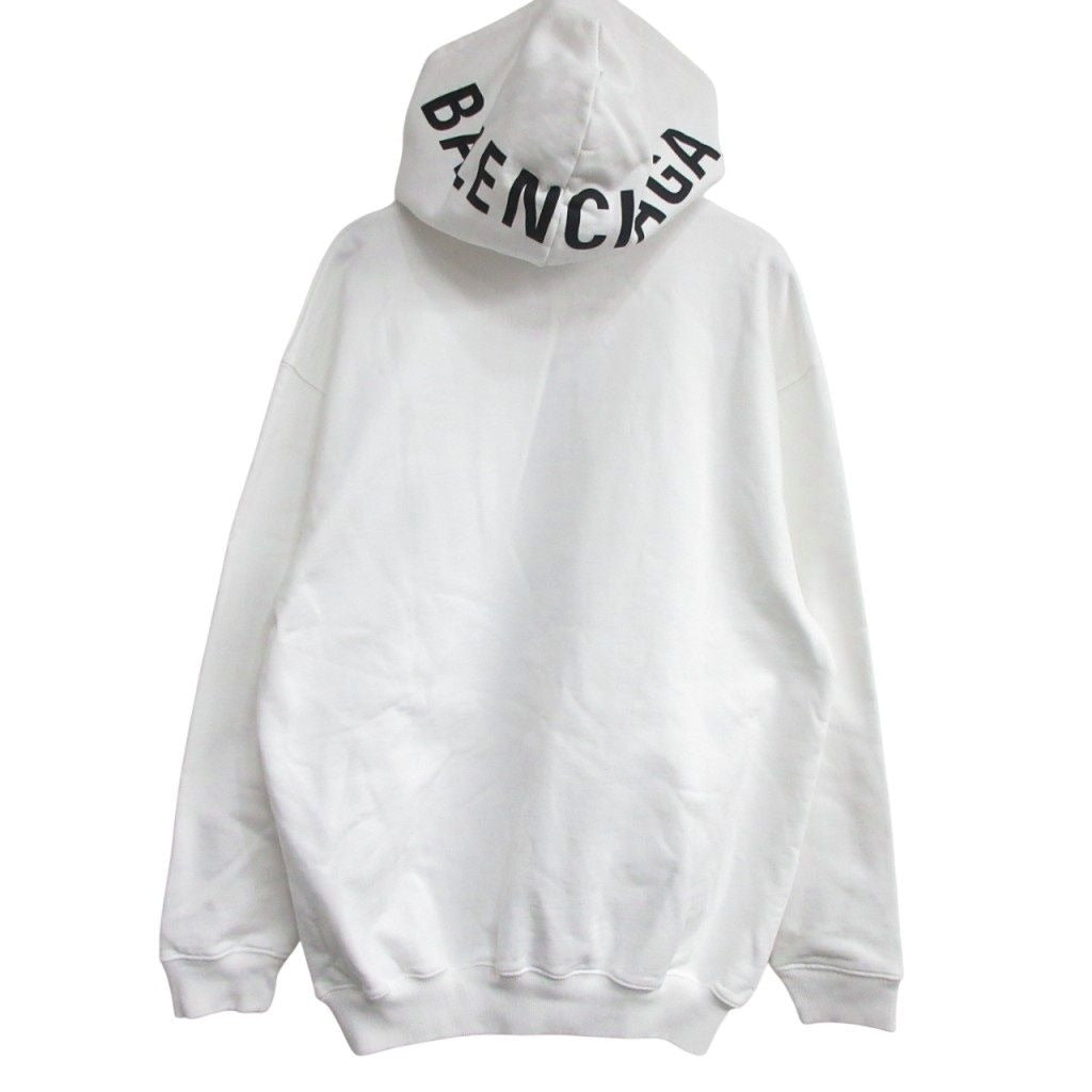 Balenciaga Back Logo Hoodie Oversize XS White