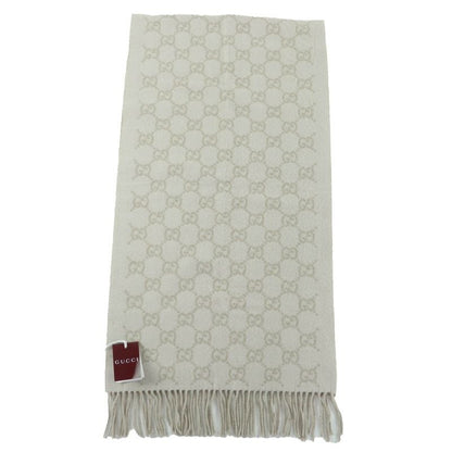 Gucci 100% Cashmere GG Pattern Current Item Muffler Beige 45190 cm Scarf
