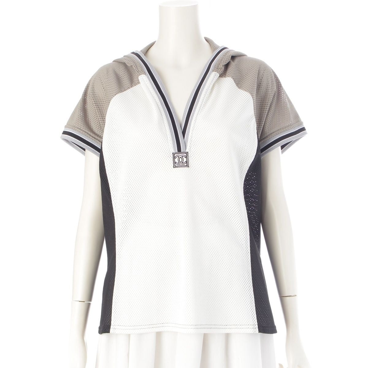 Chanel Sports Mesh CC Logo No.5 Hood Top Gray 46