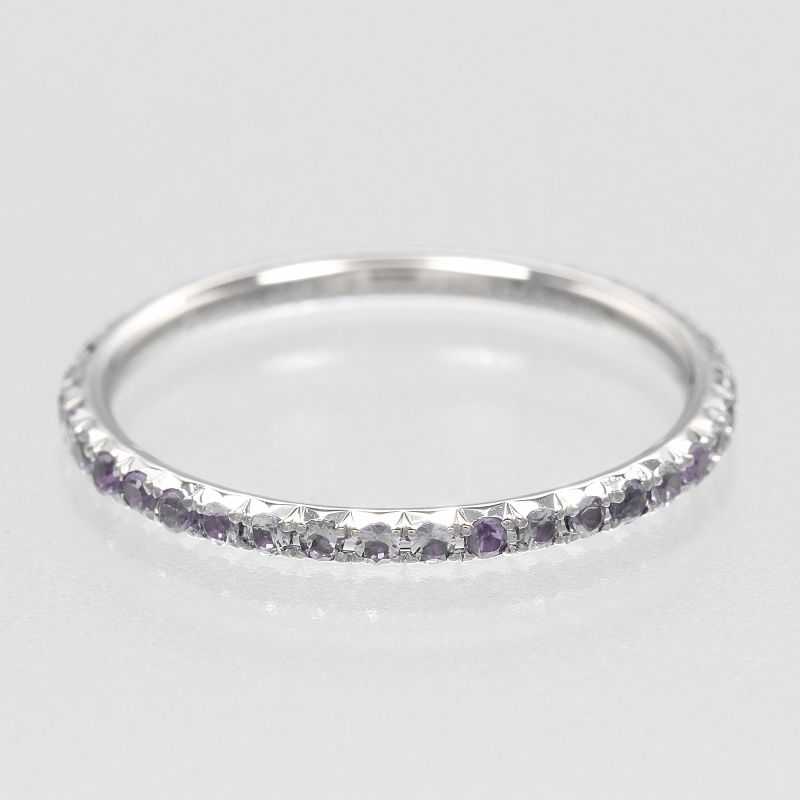Tiffany & Co Metro 18kwhite Gold X Full Eternity Amethyst #6.5 Ladies 1g Ring