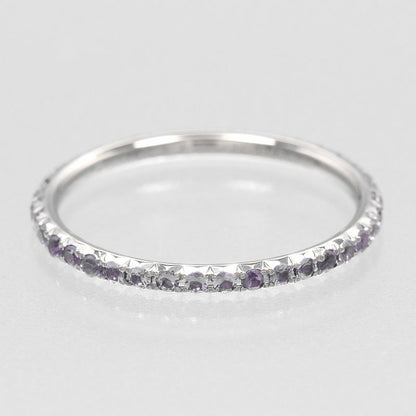 Tiffany & Co Metro 18kwhite Gold X Full Eternity Amethyst #6.5 Ladies 1g Ring