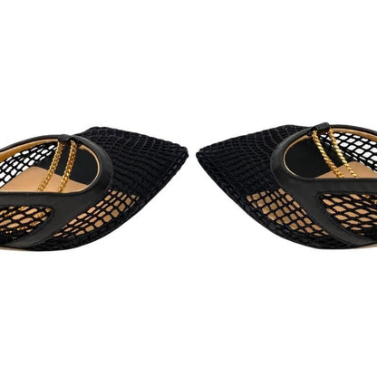 Bottega Veneta Stretch Pumps Mesh Chain High Heel 578321vbps11058 38 1 2 Nero