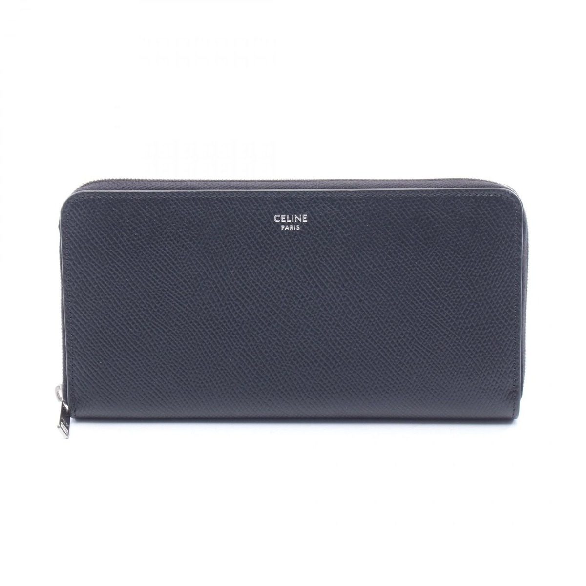 Celine Round Wallet Large Zip Black Leather