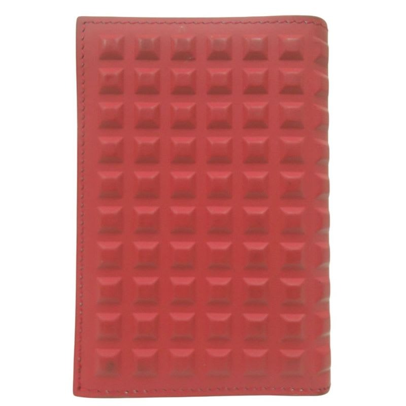 Balenciaga Grid Leather Card Case Red 2090