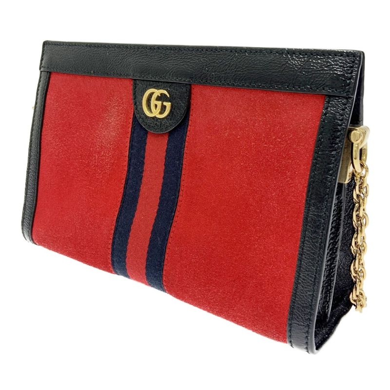 Gucci 503877 and 520981 Sherry Line Leather Suede Ophidia Shoulder Bag Red