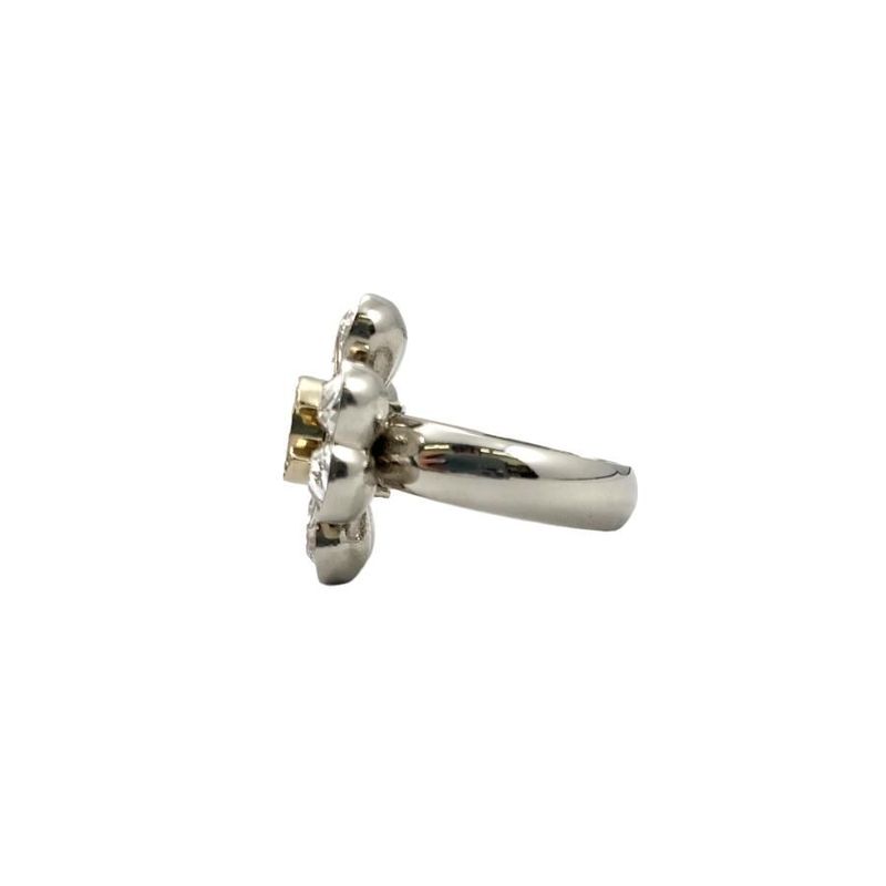 Chanel Aba913 No032 Metal & Strass Silver Gold Crystal Clover