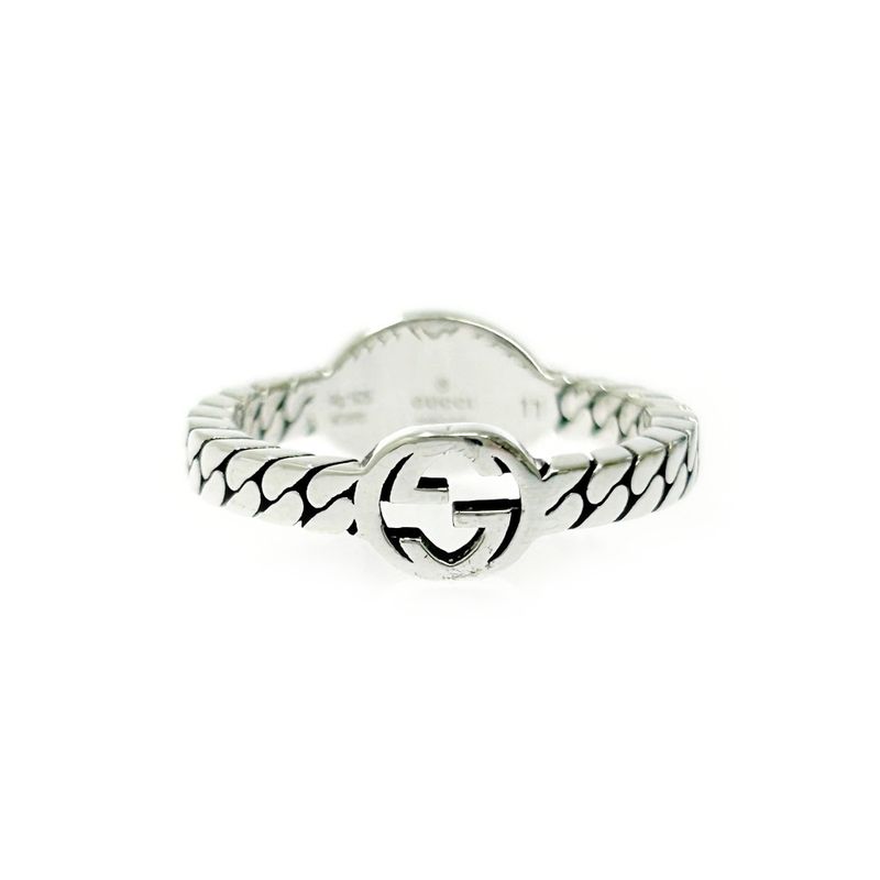 Gucci Silver Interlocking G Ring 3.3g 925 Engraved 399847 Ring