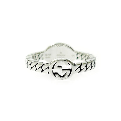 Gucci Silver Interlocking G Ring 3.3g 925 Engraved 399847 Ring