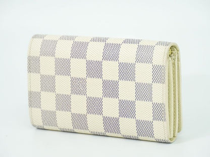Authentic Louis Vuitton LV Portefeuille Trésor Damier Azure Fold Wallet White