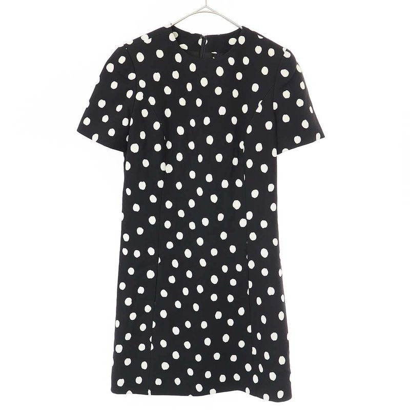 Saint Laurent Paris 20 SS Rayon Dot Dress Y355 V Black F34
