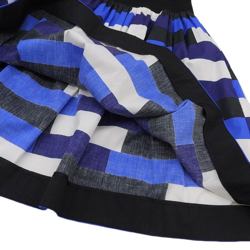 Prada Current Blue Tag Stretch Cotton Mosaic Pattern Knee Length Flared Skirt