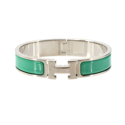 Hermes Clic PM Bangle Green Silver Bracelet