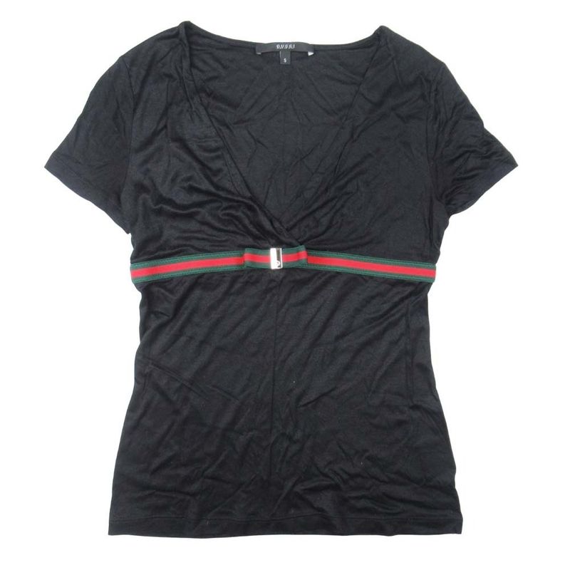 Good Tom Ford Period Vintage Gucci Sherry Line Ribbon V Neck T-Shirt Short
