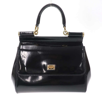 Dolce & Gabbana Sicily Patent Mini Shoulder Bag Black
