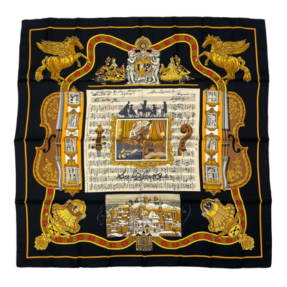 Hermes Carre 90 in Salzburg Black Scarf Silk