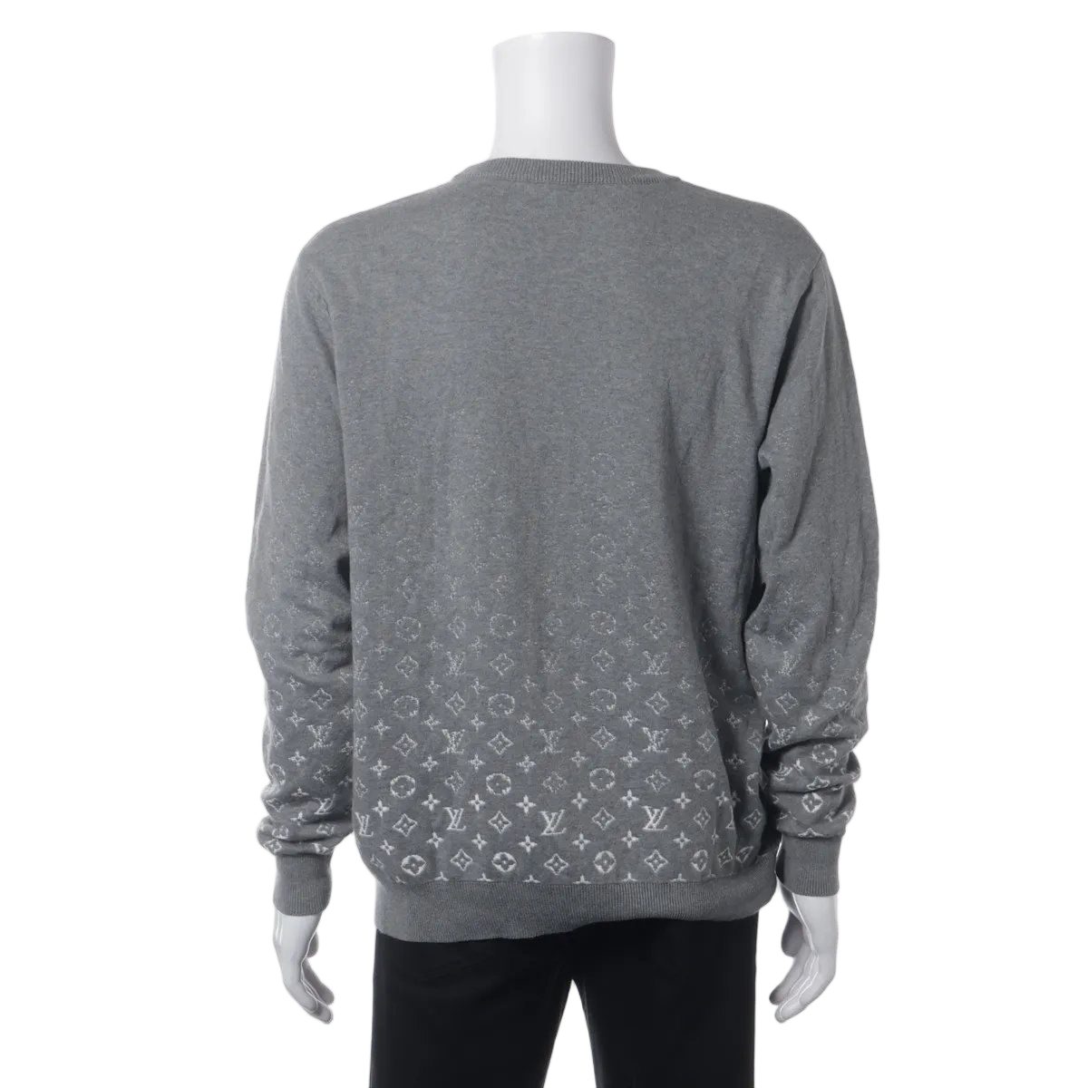 Louis Vuitton Tagged Gradient Monogram Knit Sweater Top Gray — view 2