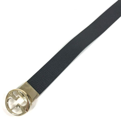 Gucci Belt Double G GG Logo 450000 Leather Black