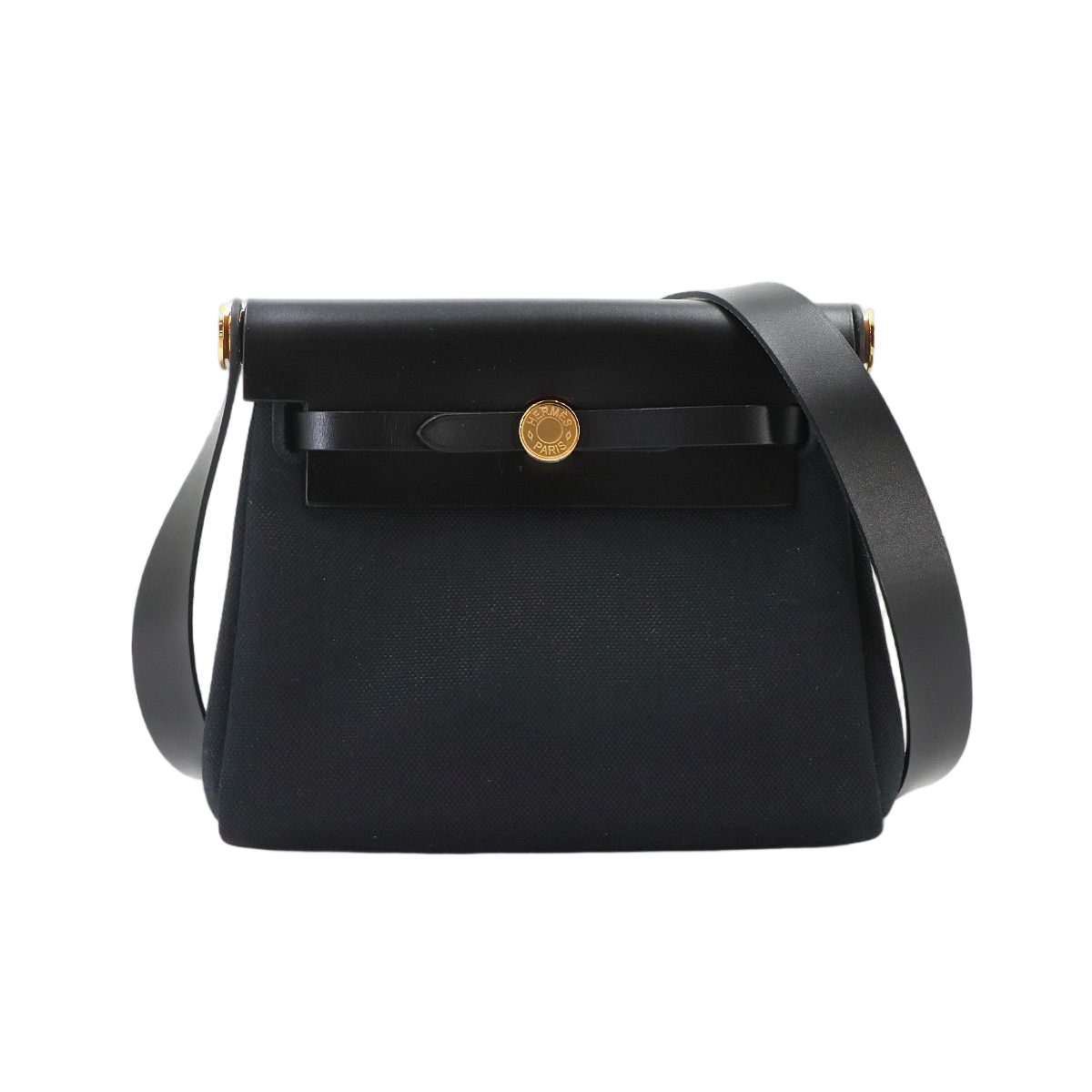 Hermes Herbag Zip 20 Shoulder Bag Toile Hunter Black