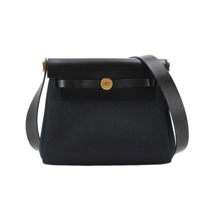 Hermes Herbag Zip 20 Shoulder Bag Toile Hunter Black
