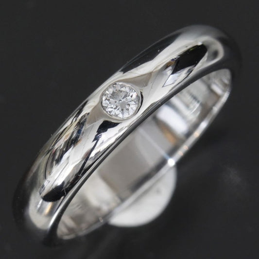 Cartier Wedding Band Ring 1 P Diamond No 7 Box Thick 3.5 mm Pt950