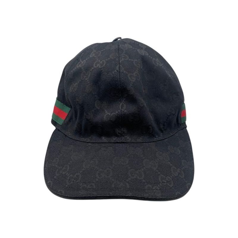 Gucci Hat Baseball Cap 200035 XL Size Original GG Canvas Black Gucci