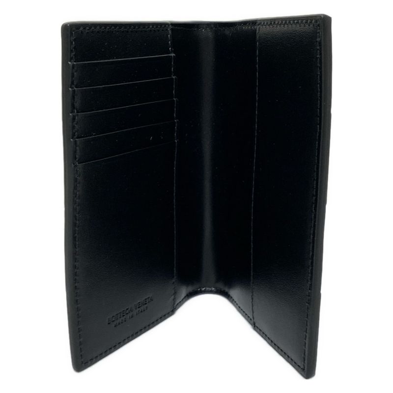 Bottega Veneta Card Case Maxi Intrecciato Black Leather