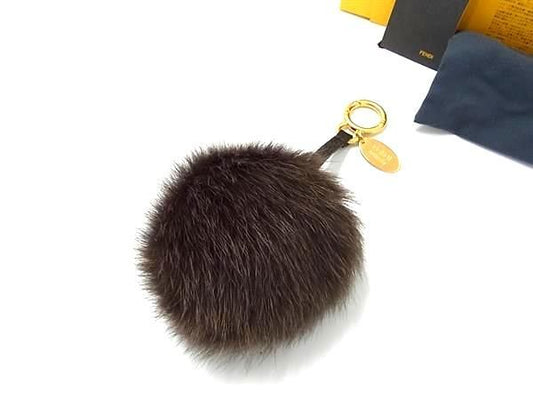 Fendi Selleria Pom Charm Fur X Leather Key Holder Key Holder Bag