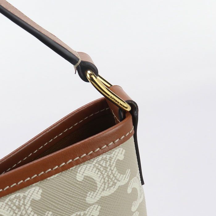 Celine Small Bucket Triomphe Canvas 19144 2CAS Shoulder Bag Calf Womens