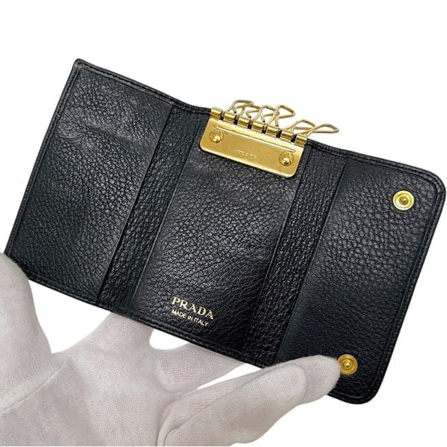 Prada 6 Key Case Black Nero Leather Holder — view 7
